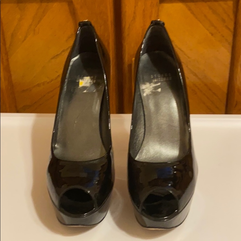 Stuart Weitzman Patent Leather Peep Toe Heels - Picture 3 of 4